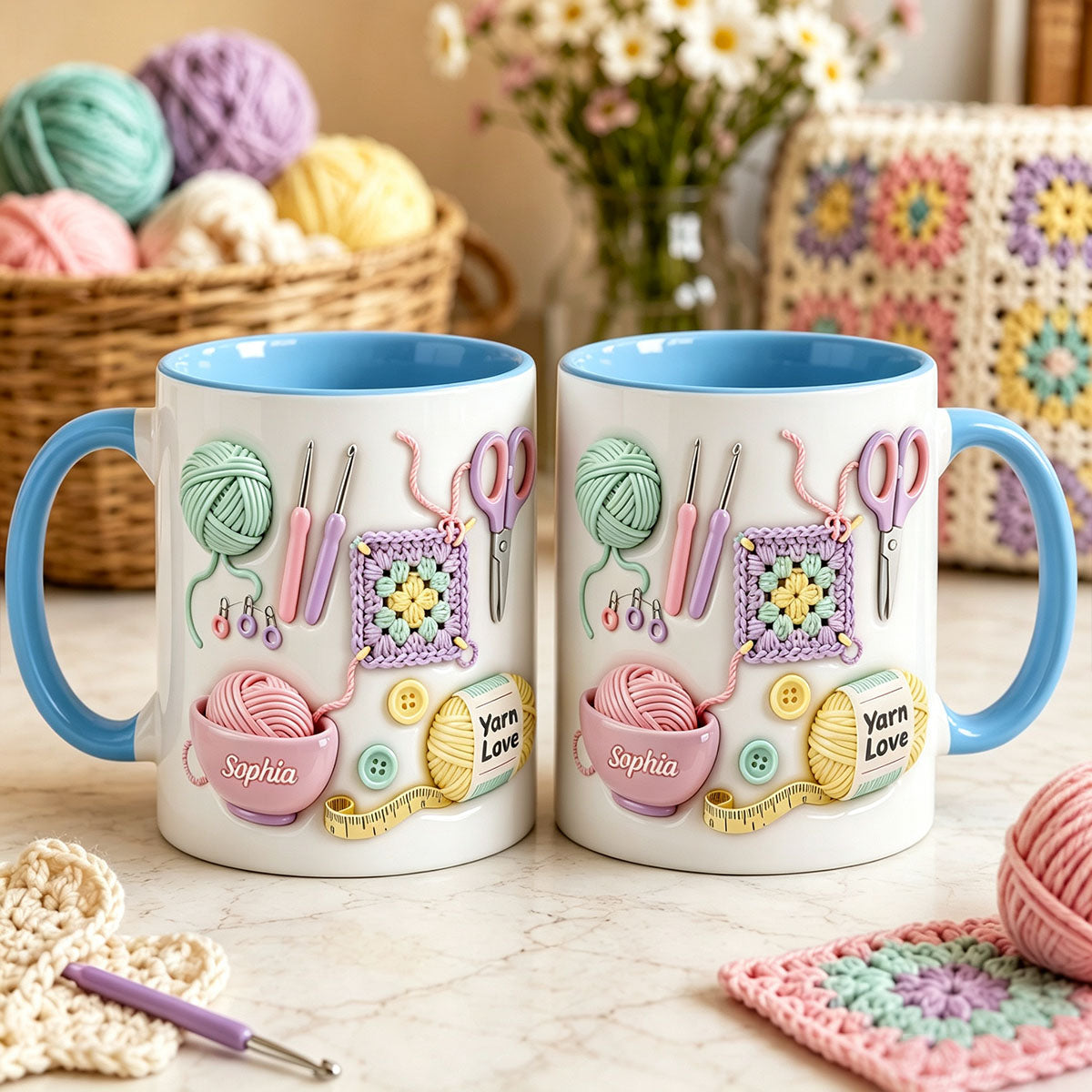 Personalized Crochet Mug With Name, Yarn Lover Gift