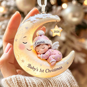 Custom Baby's First Christmas, Moon Acrylic Ornament