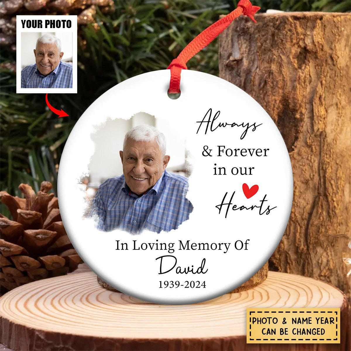 Always & Forever in our Heart - Personalized Ceramic Ornament