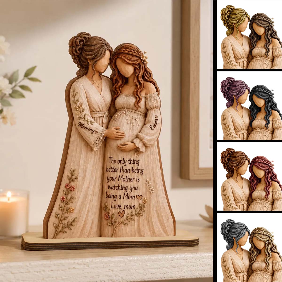 Personalized Pregnancy Wooden Plaque, Custom Mom-to-Be Gift