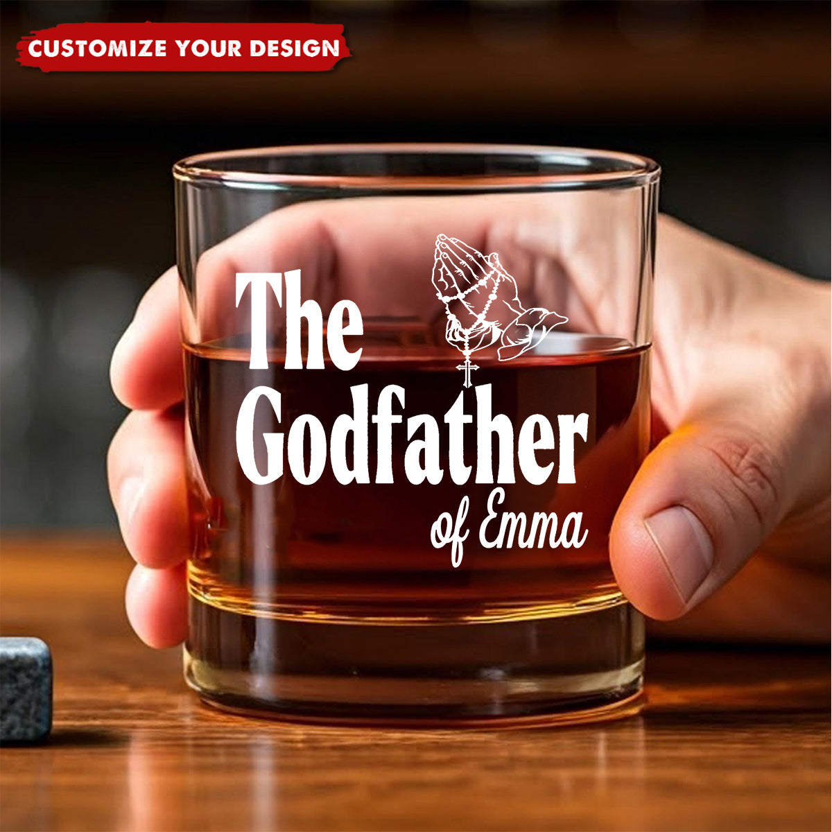 Personalized Custom The Godfather Whiskey Glass, Special Godparent Gift