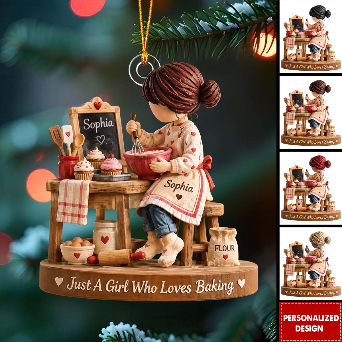 Personalized Baking Christmas Ornament, Custom Name Baker Gift