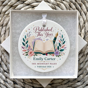 Personalized Published Author Custom Book Title Ceramic Ornament