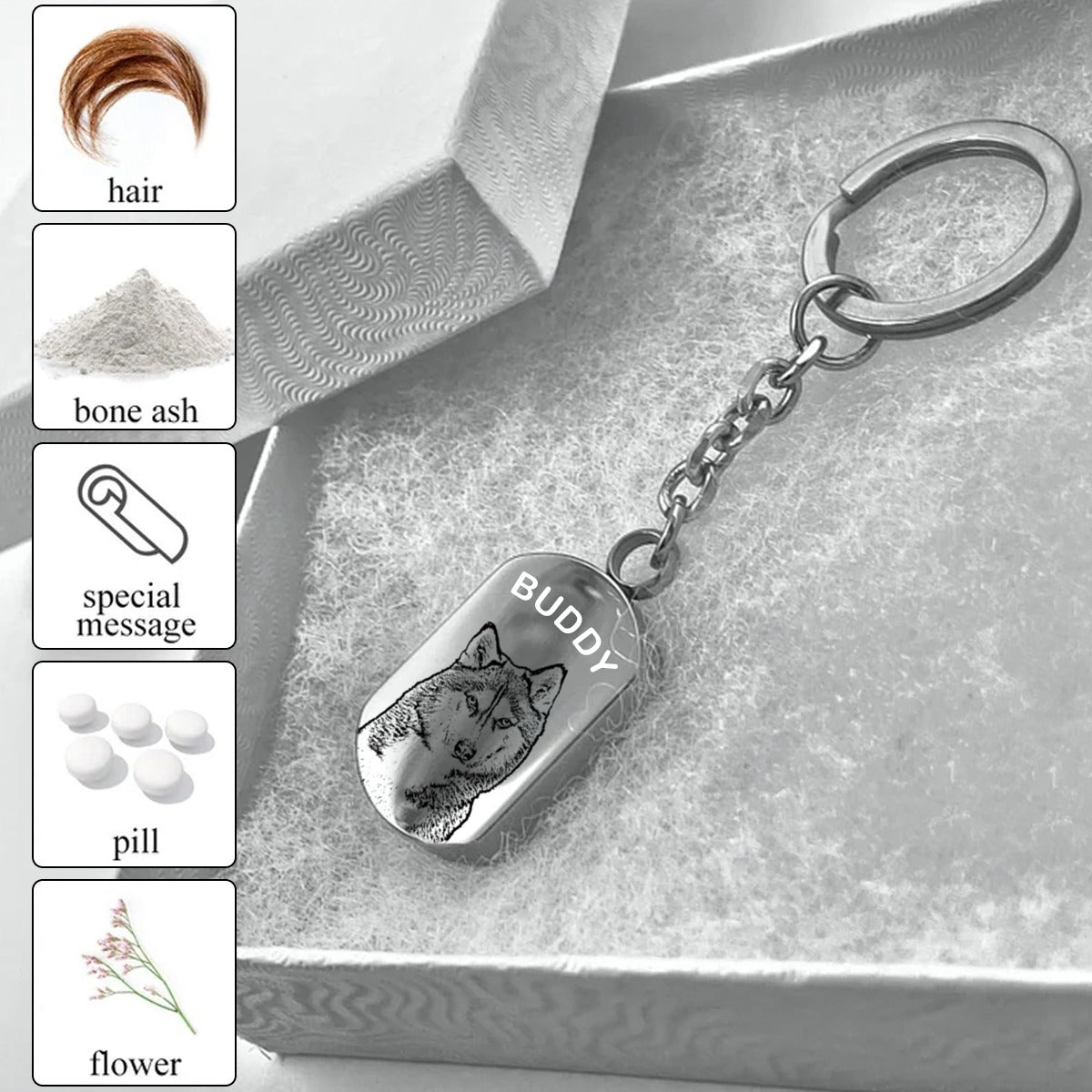 Personalized Paw Print Urn Keychain, Pet Keepsake Gift
