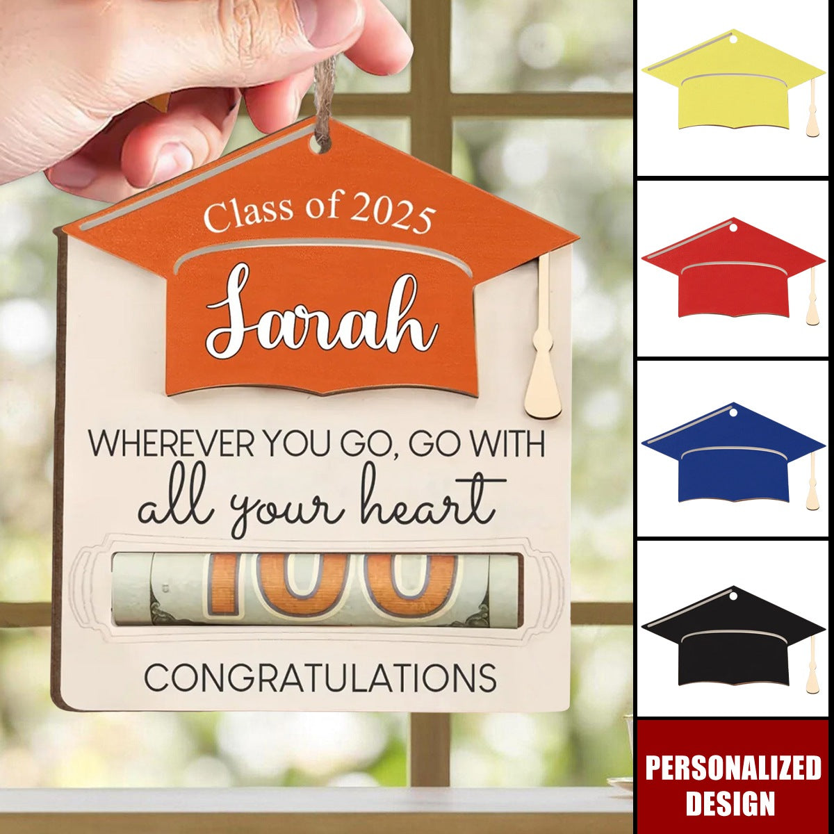 Wherever You Go Go With All Your Heart - Personalized Grad Money Holder, Class Of 2025