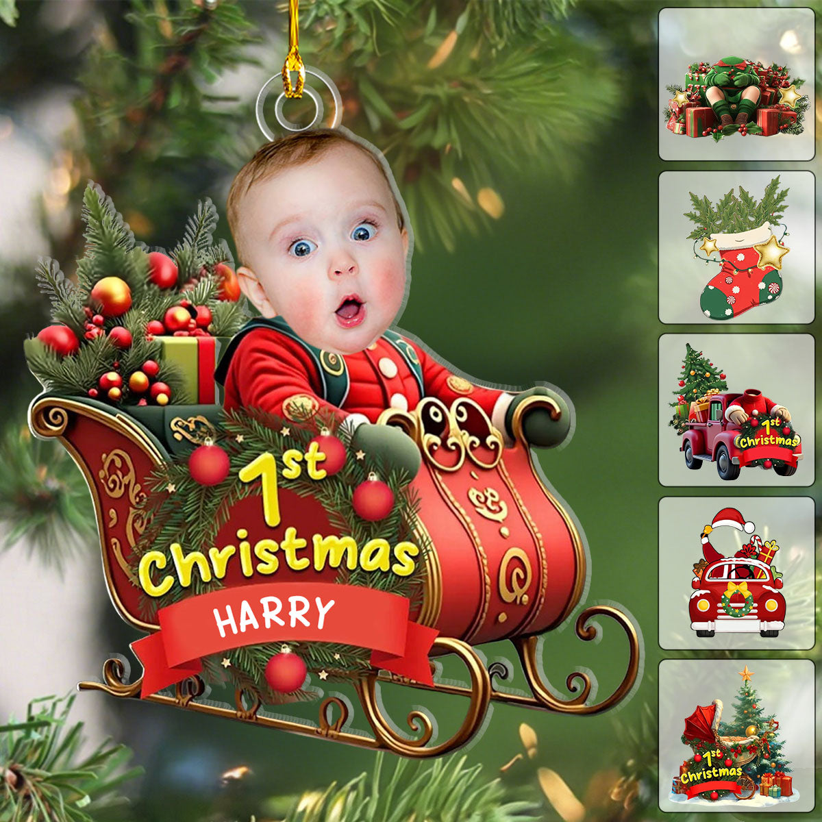 Custom Baby Face First Christmas 2D Flatten Ornament