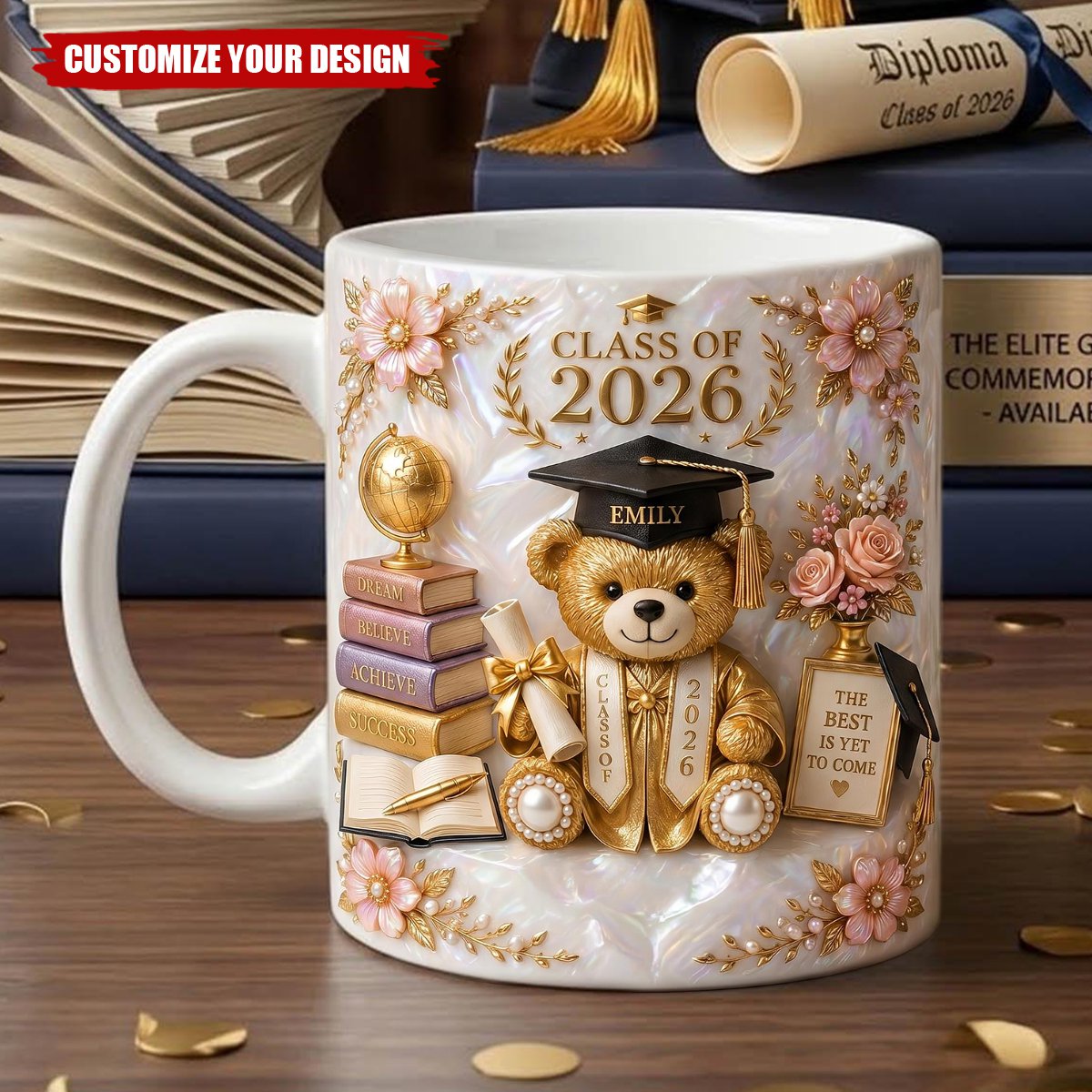 Personalized Class of 2026 Bear Graduation Mug
