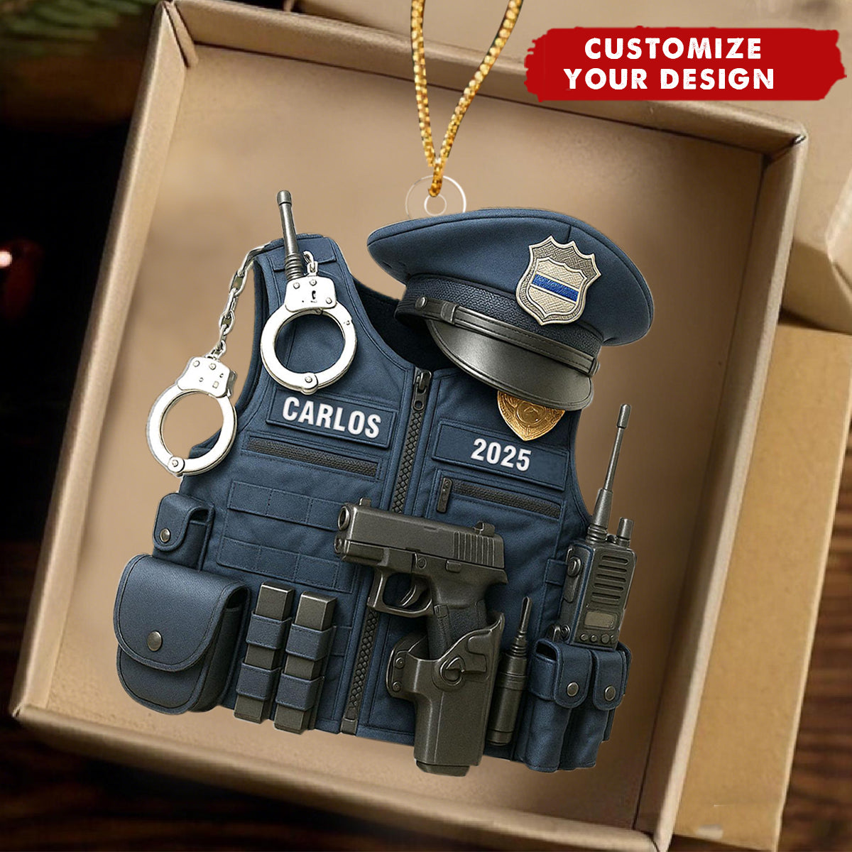 Police Officer Ornament, Personalized Police Uniform Ornament