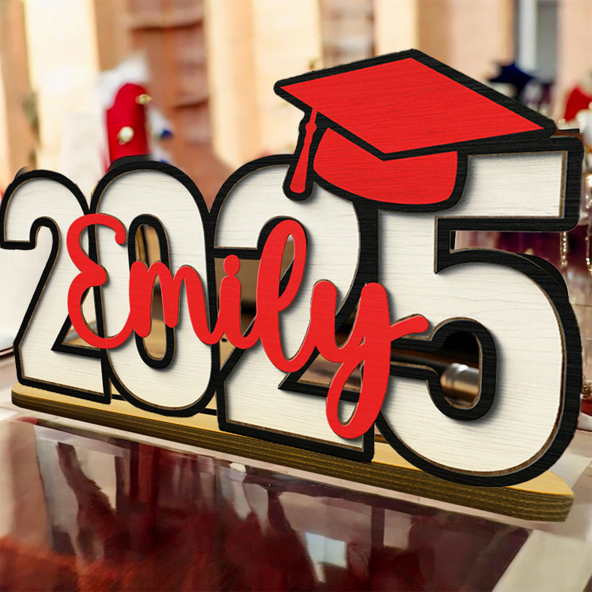 Personalized Name Standing Wooden Plaque, Graduation Keepsake 2025