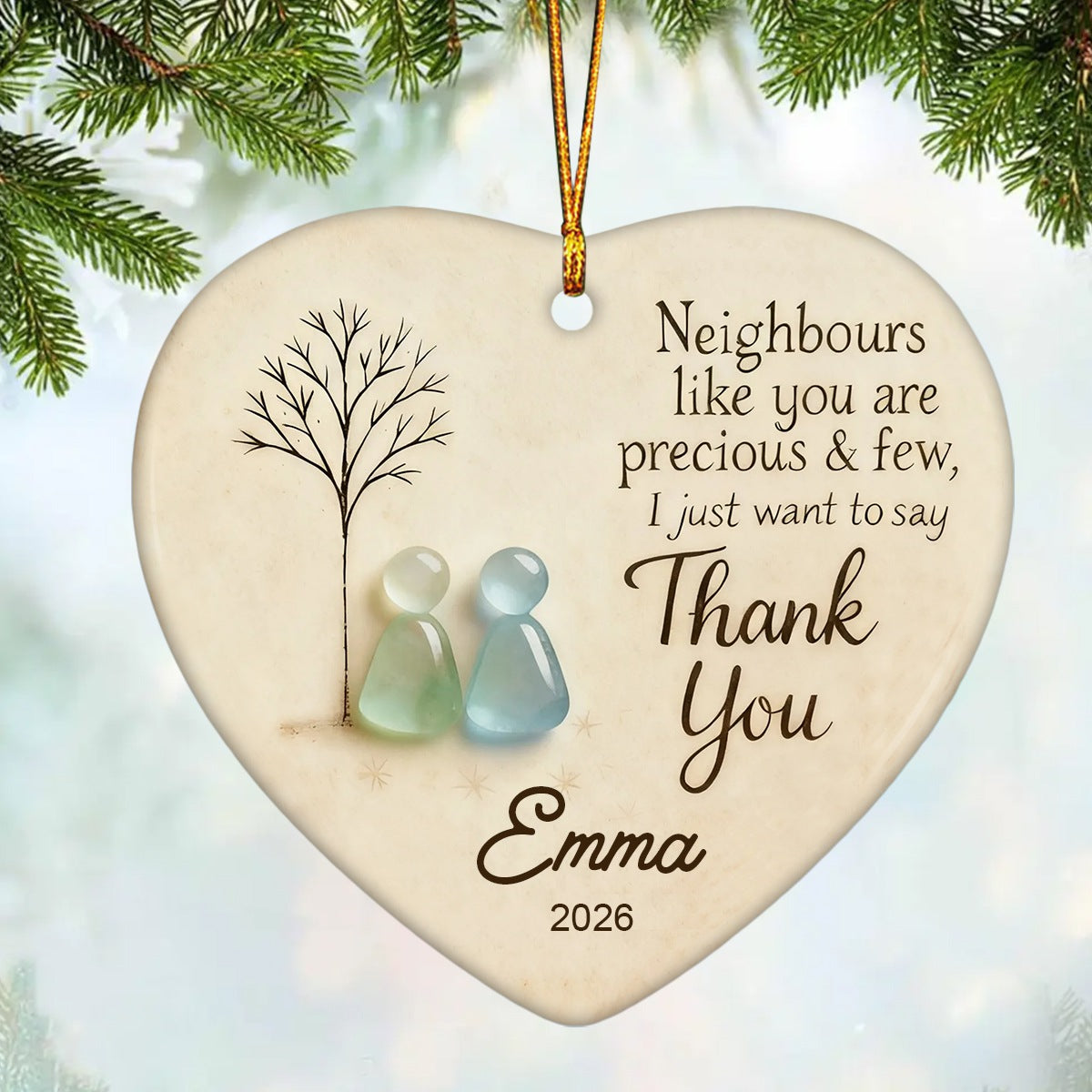 "Thank You Neighbours" Personalized Heart - Shaped Ornament