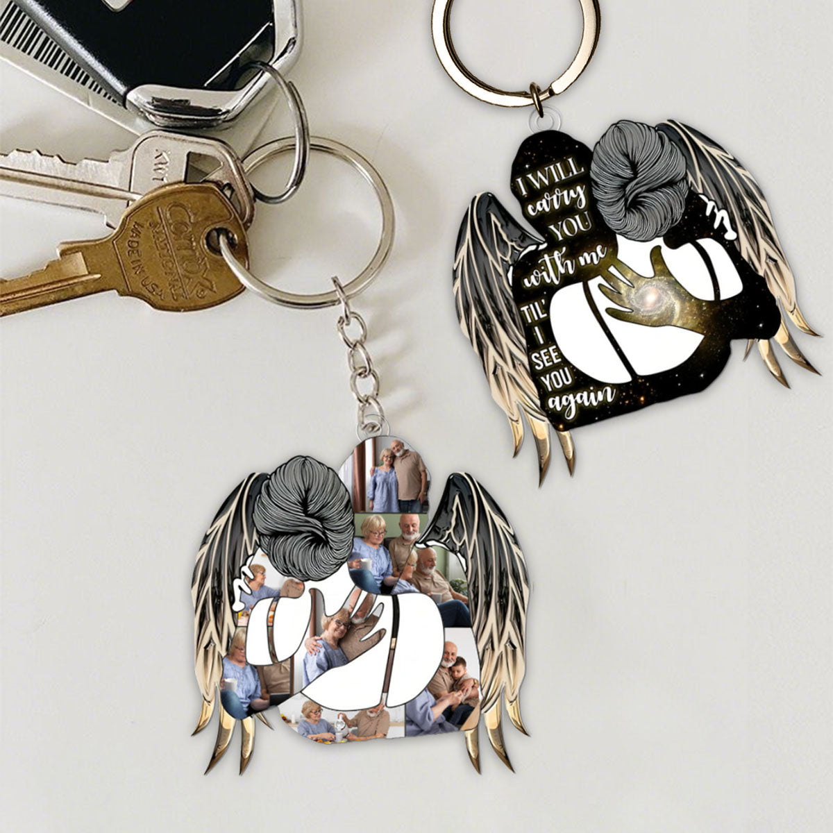 I'll Carry You With Me Till I See You Again - Personalized Photo Memorial Keychain