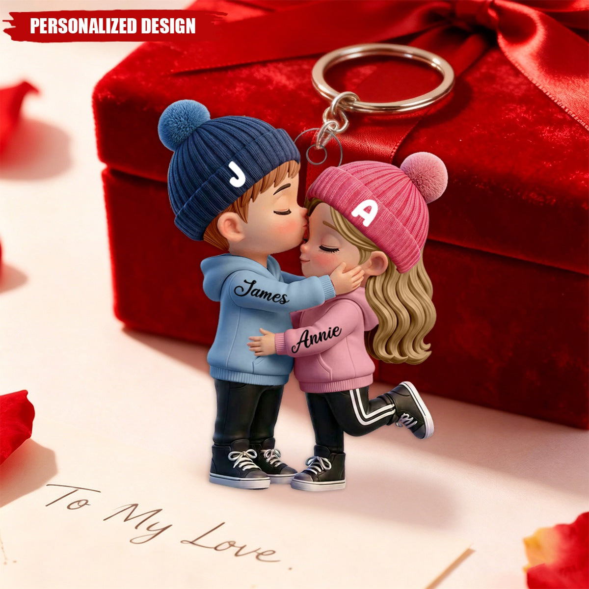 Personalized Kissing Couple Acrylic Keychain