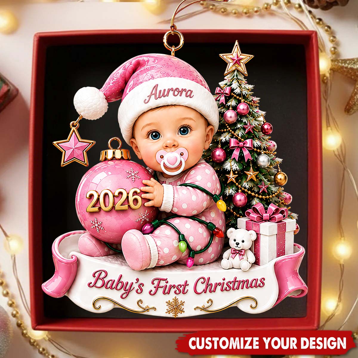 Custom Baby’s First Christmas Ornament 2026, Custom Baby Name Acrylic Ornament