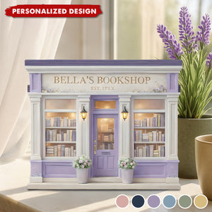 Personalized Bookshop Wooden Block, Custom Bookshelf Decor, Book Lover Gift