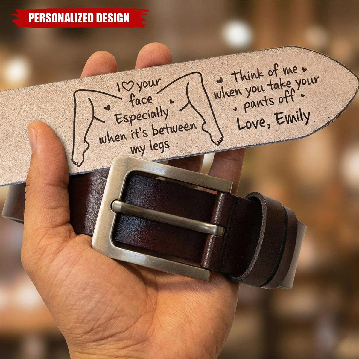 Personalized Engraved Leather Belt, Anniversary Gift For Boyfriend Husband
