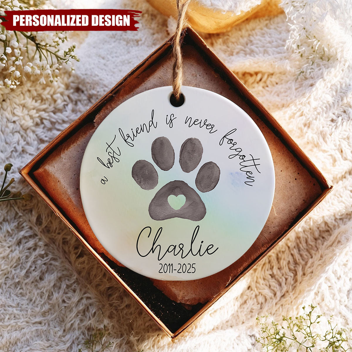 Personalized Pet Memorial Ornament - A Best Friend is Never Forgotten