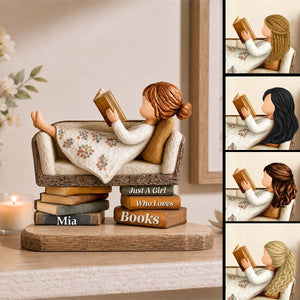 Personalized Who Loves Books Wooden Plaque,Bookworm Gift