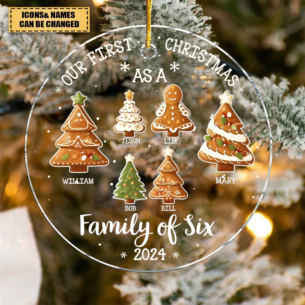 Personalized Family Christmas Tree Cookie Shape Last Name Customized Acrylic Ornaments