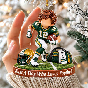 Personalized Football Boy Ornament, Football Player Gift,Sports Christmas Ornament
