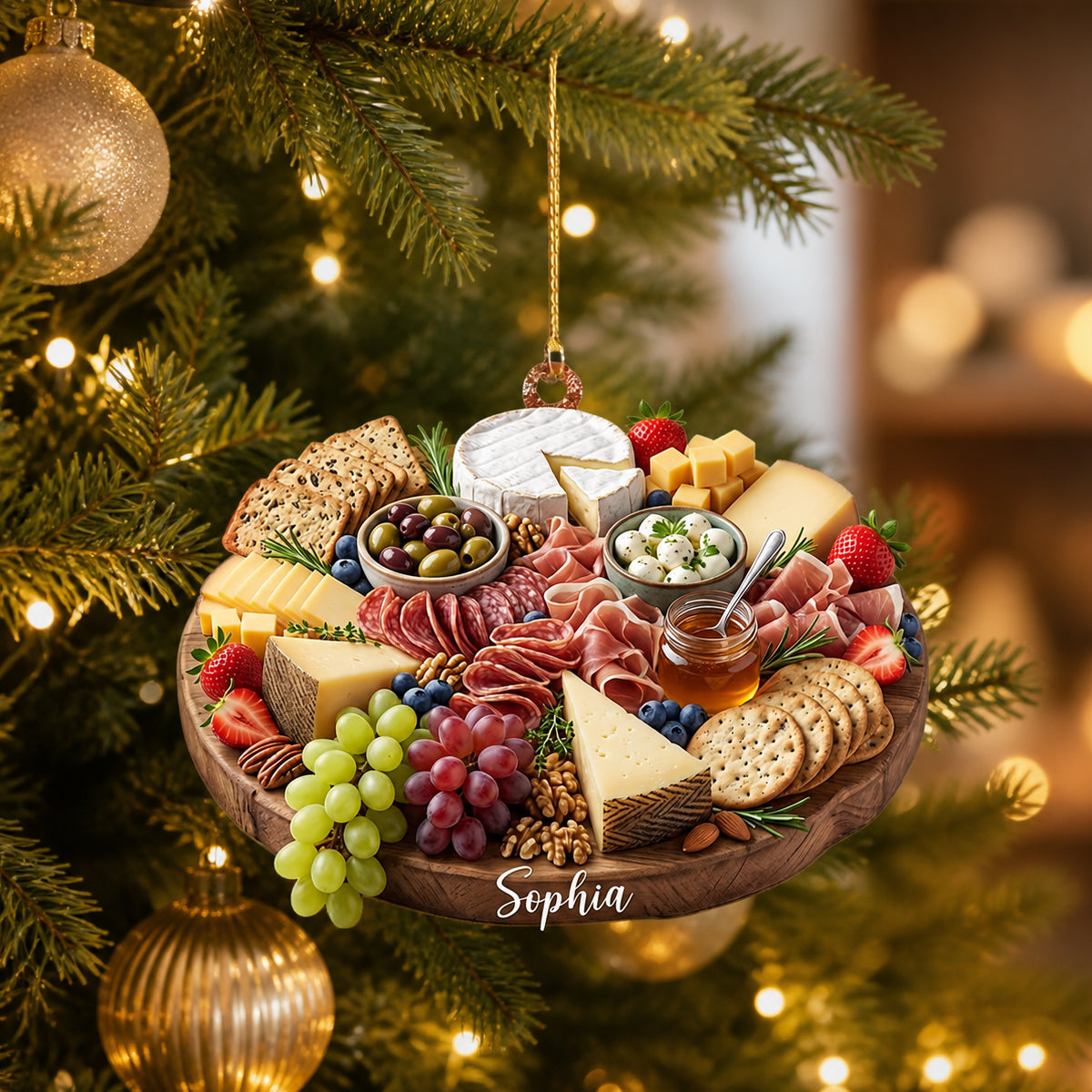 Custom Charcuterie Board Ornament, Cheese Lover