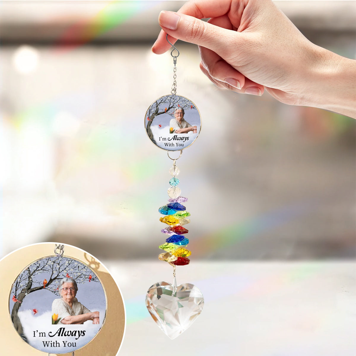 Personalized Crystal Photo Memorial Suncatcher