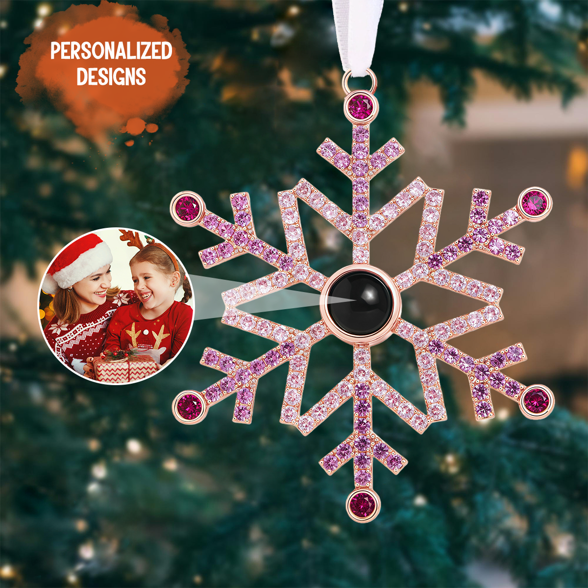 Personalized Snowflake Photo Ornament Custom Projection Ornaments