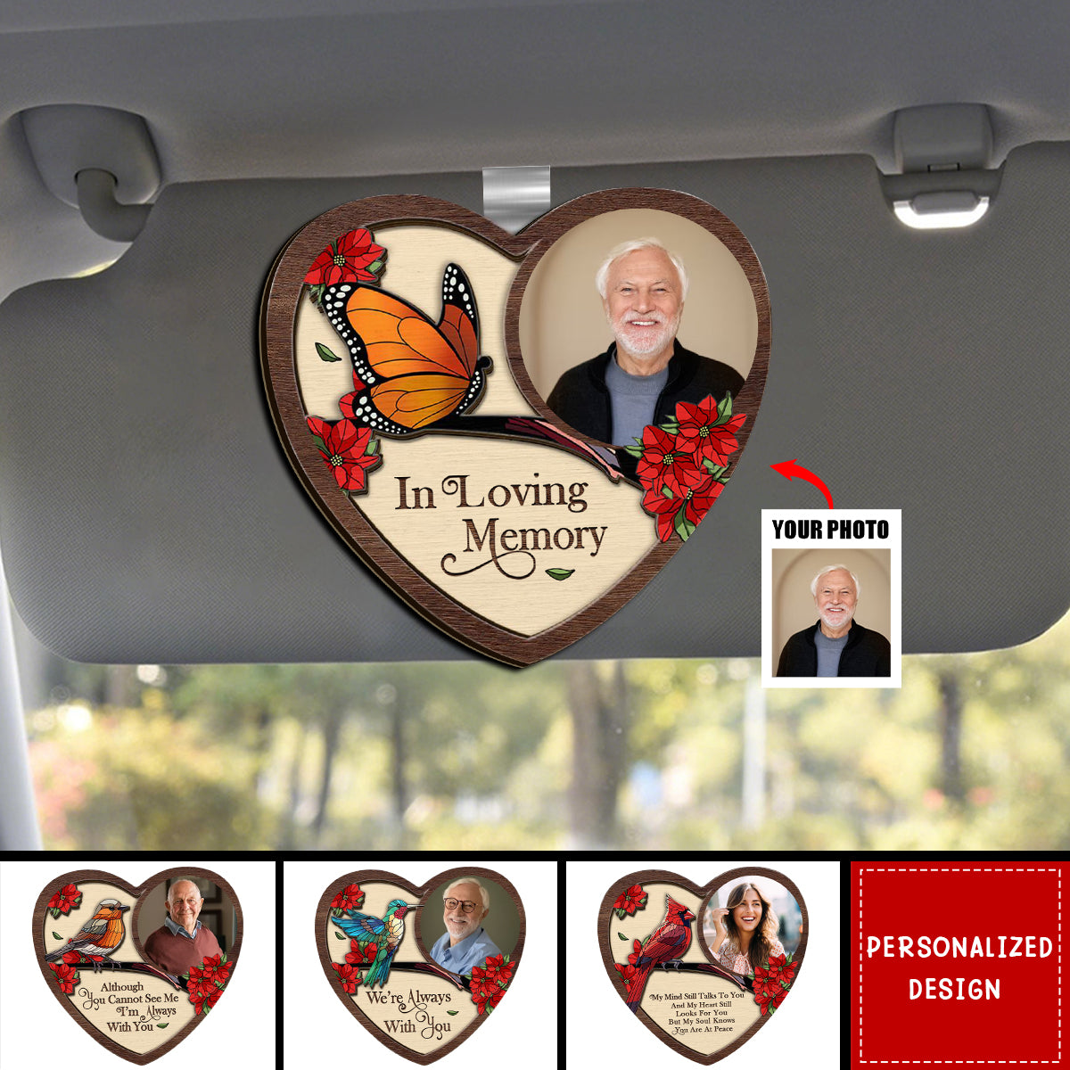 I'm Always With You - Personalized Custom Photo Memorial Shaped Car Visor Clip