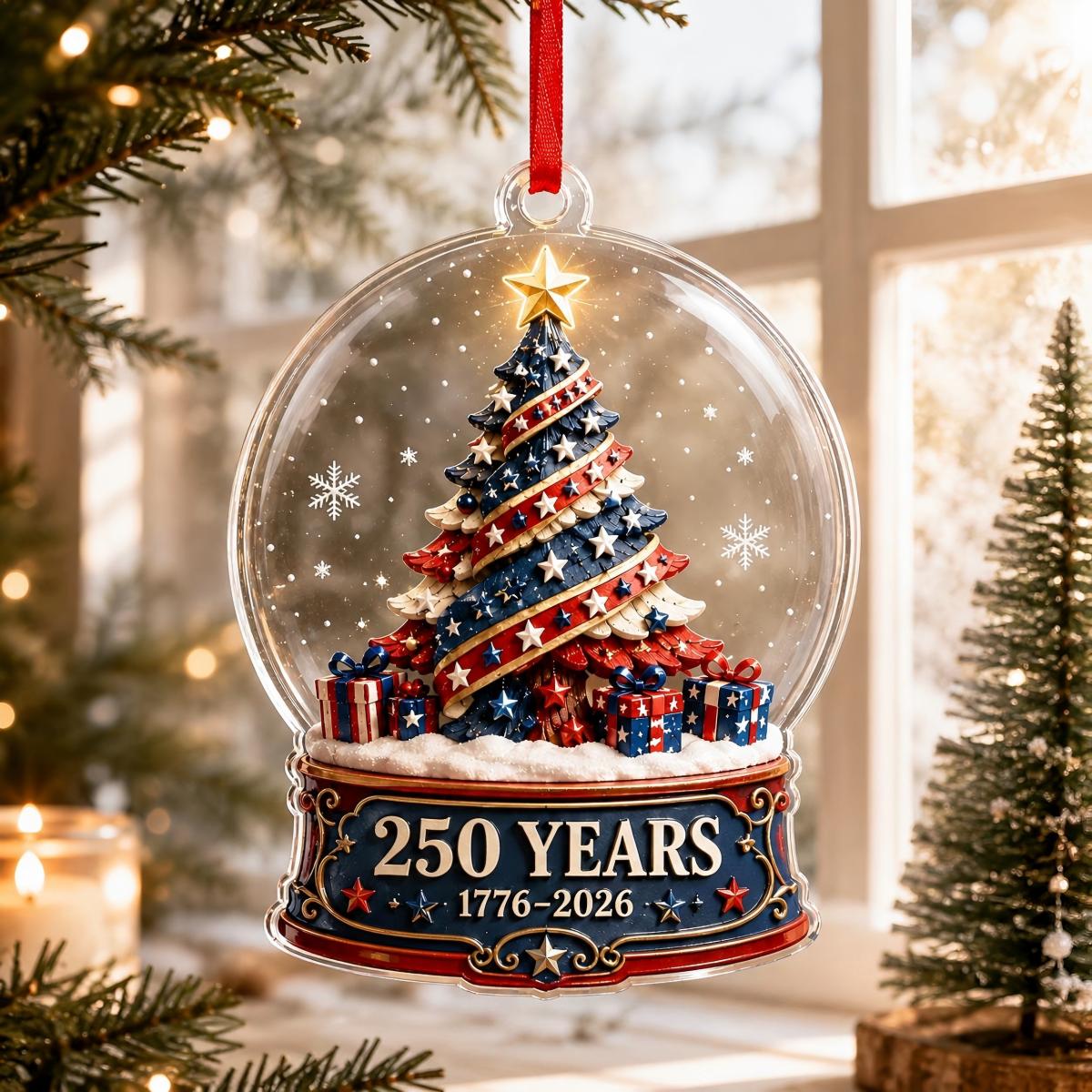 Personalized America 250 Years Ornament, Patriotic Christmas Ornament