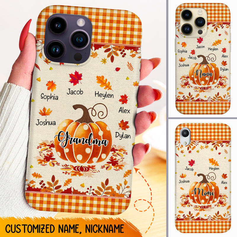 Autumn Fall Season Pumpkin Grandma Mom Leaves Kids Personalized Phone Autumn Fall Season Pumpkin Grandma Mom Leaves Kids Personalized Phone