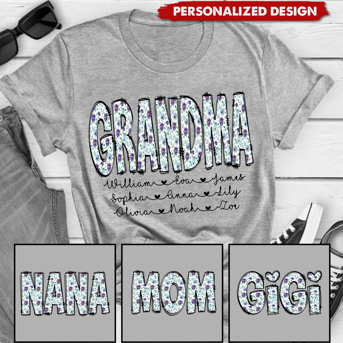 Personalized Mimi Shirt with Grandkids' Names-Cute Gift for Gigi, Mimi, Nana