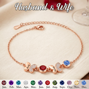 Together Forever - Personalized Couple Engraved Birthstone Bracelet