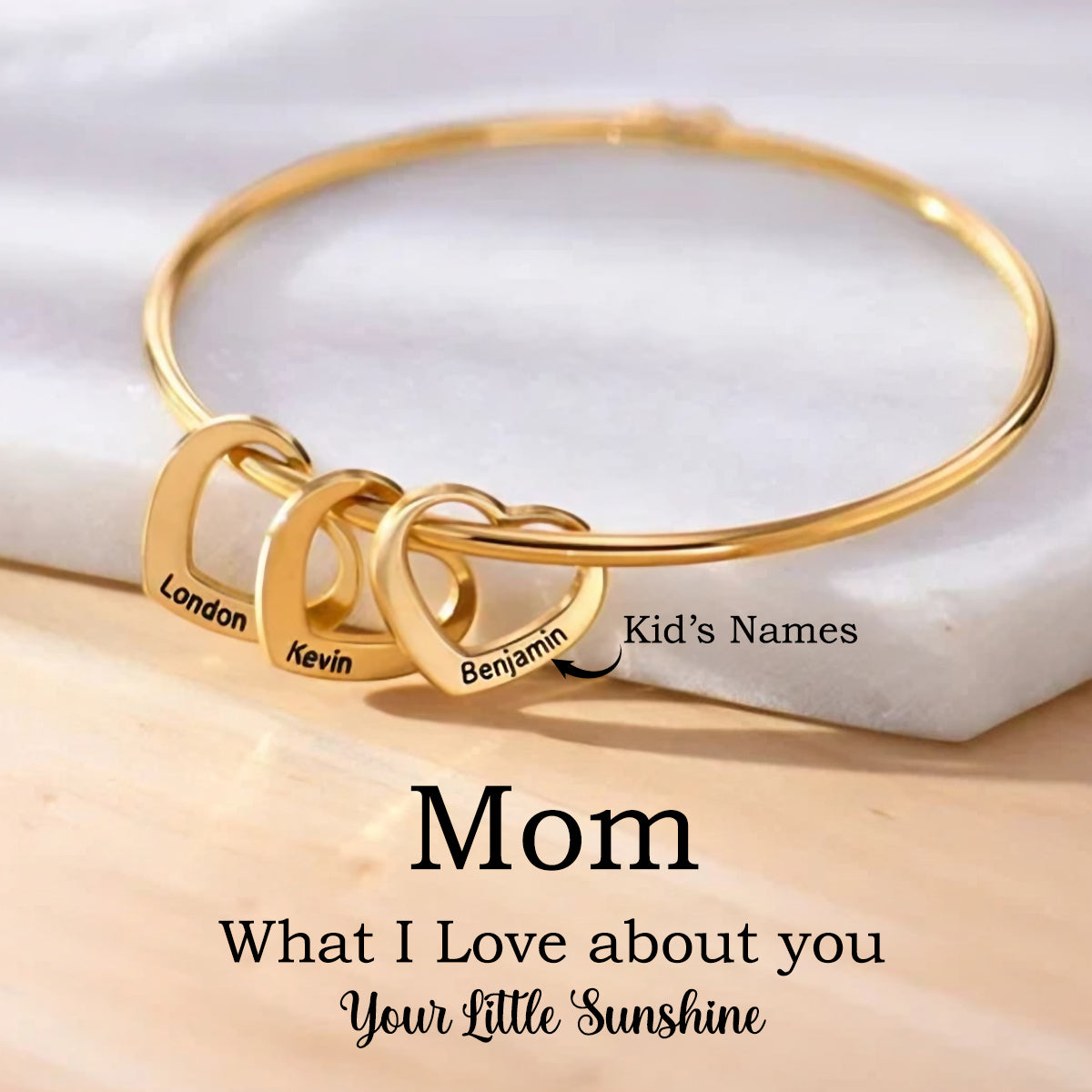 Personalized Name Heart Bracelet For Mom Grandma