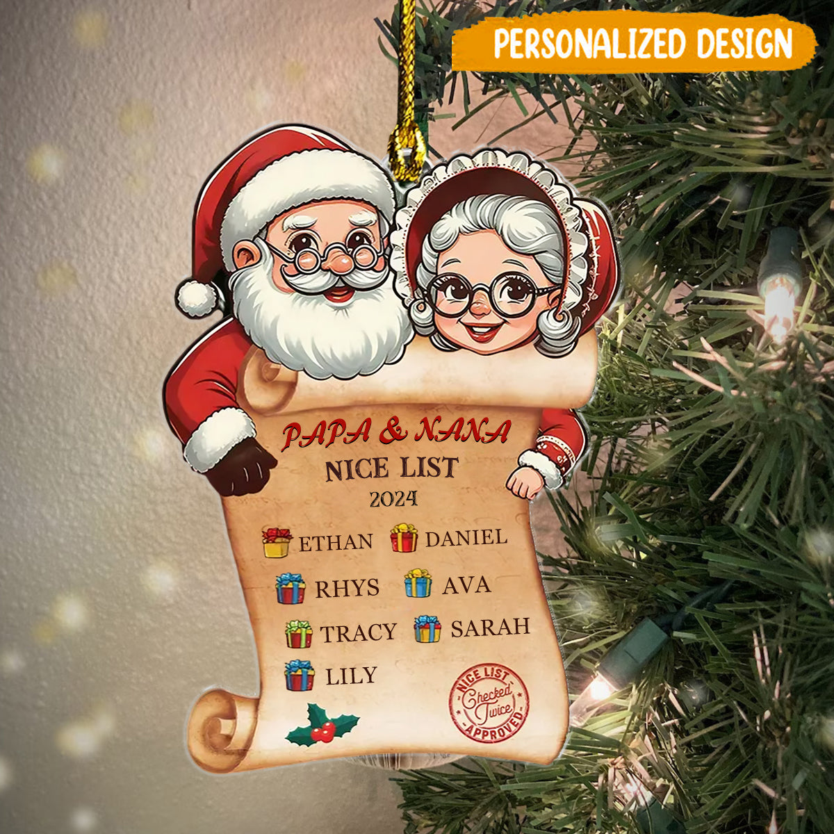 Personalized Grandparents To Give To Children Christmas Gift List Ornament