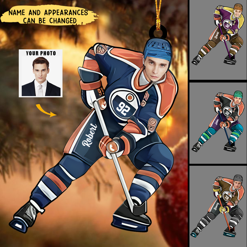 I Love Ice Hockey- Personalized Ice Hockey Player Acrylic Ornament