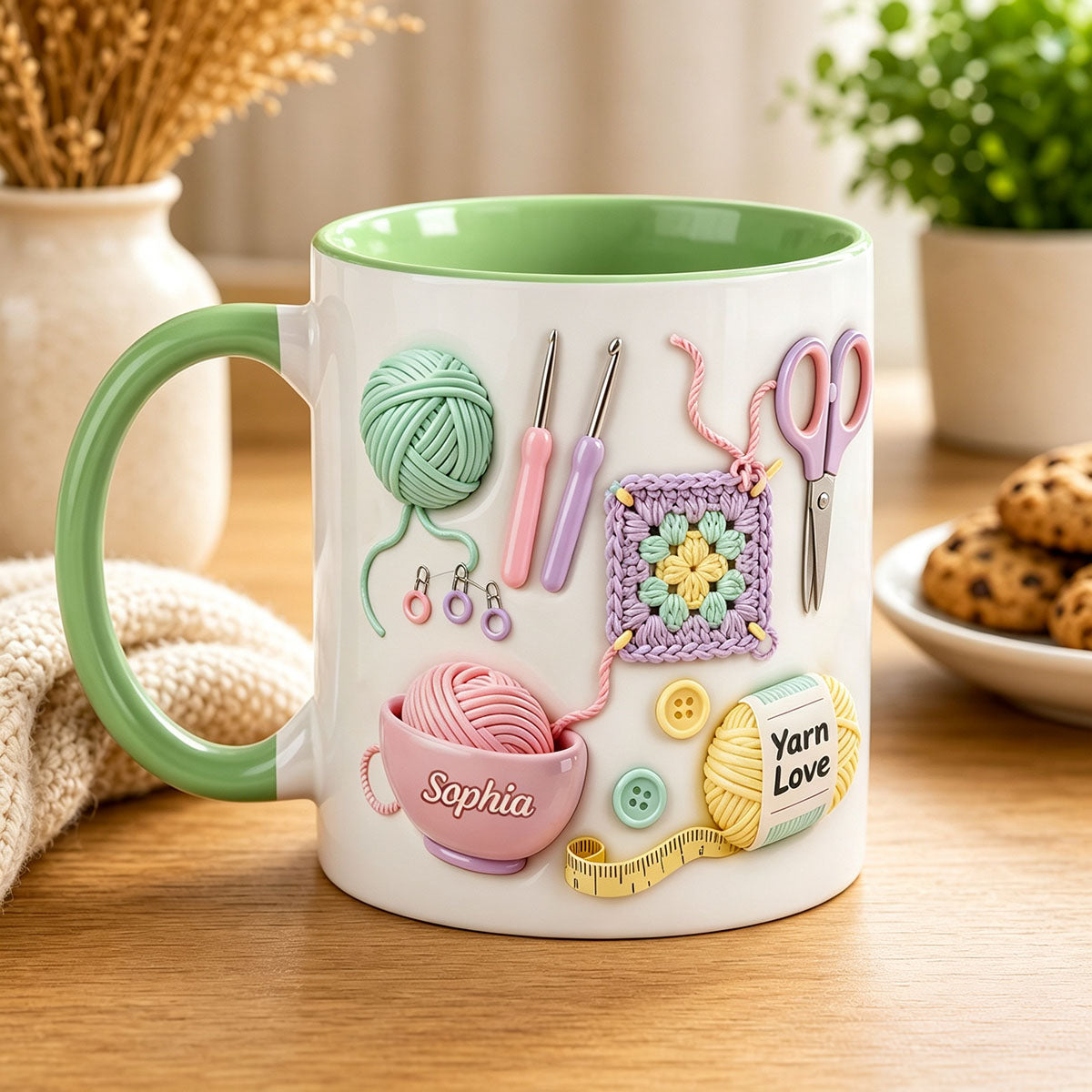 Personalized Crochet Mug With Name, Yarn Lover Gift