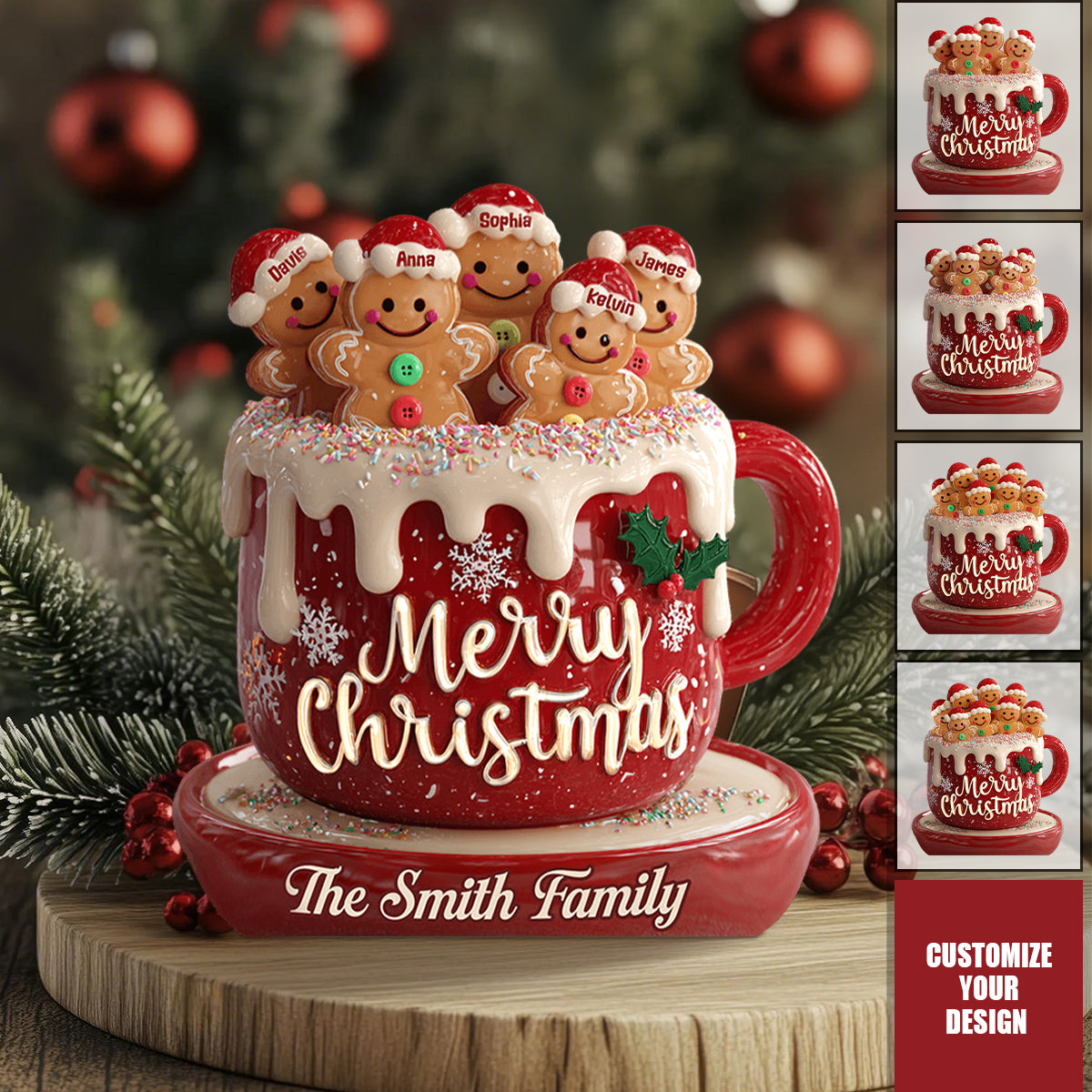 Merry Christmas - Personalized Family Custom Shaped Acrylic Plaque