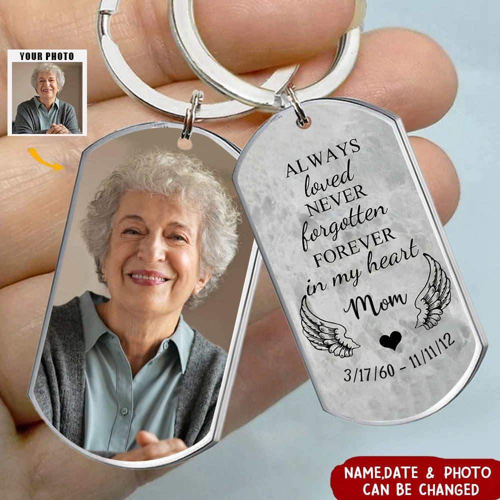 Always Loved Never Forgotten Double Sided Custom Photo Keychain