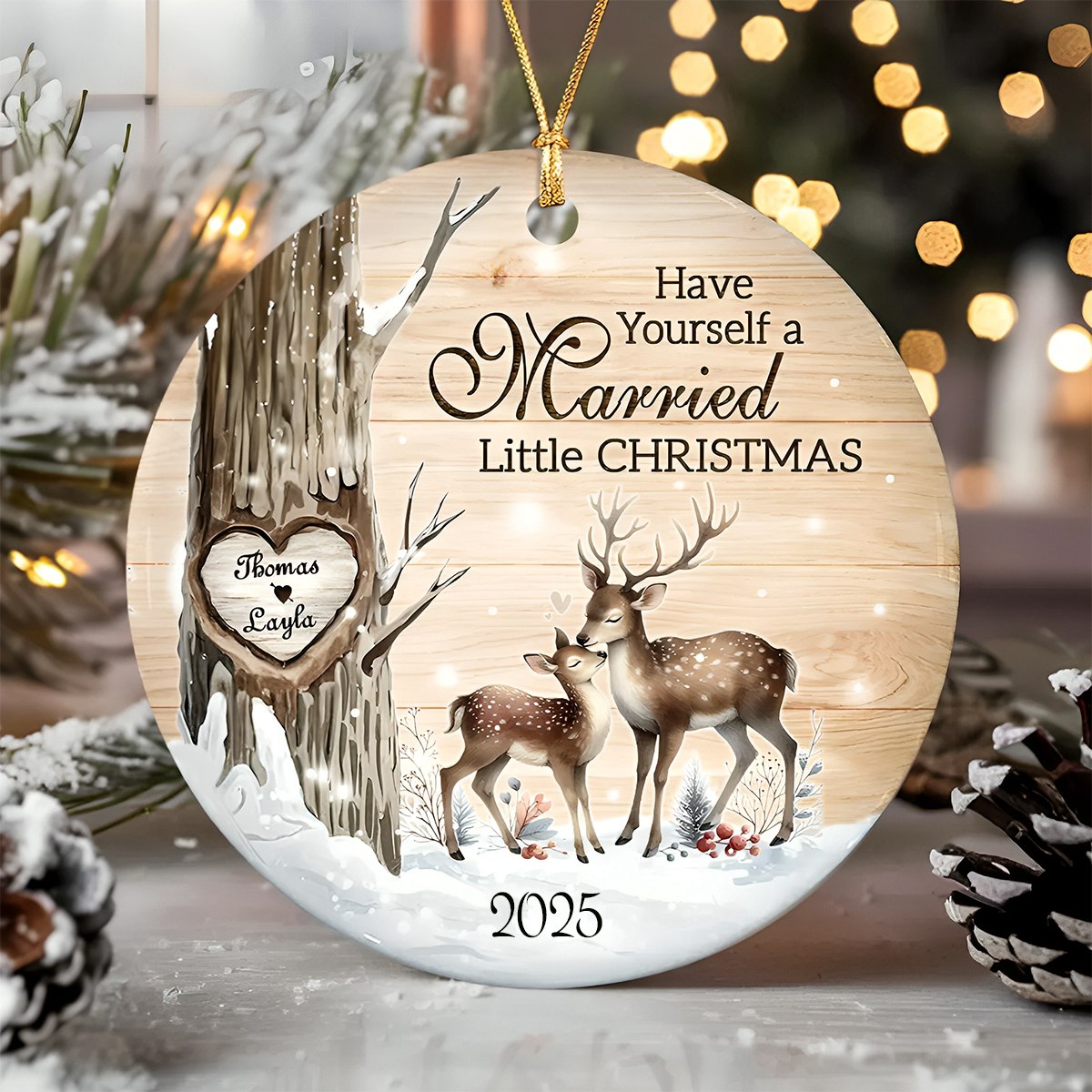 Have Yourself A Married Little Christmas -Custom Couple Ornament