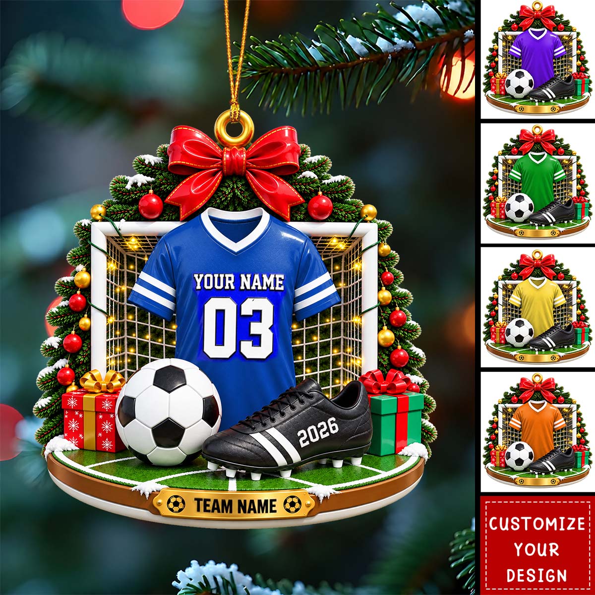 Personalized Soccer Acrylic Ornament, Soccer Christmas Ornament