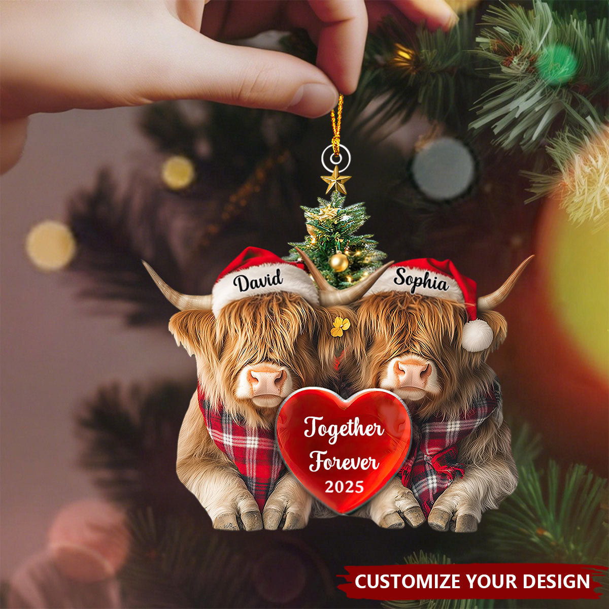 Highland Cowl Couple Ornament, Christmas Gift for Couples