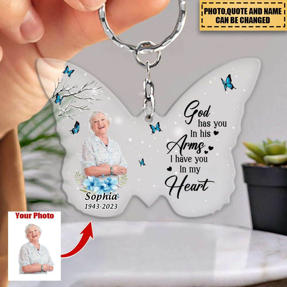 Upload Photo -Butterflies Appear When Angels Are Near We Know You Are Always Here-Memorial Gift Idea Acrylic Keychain