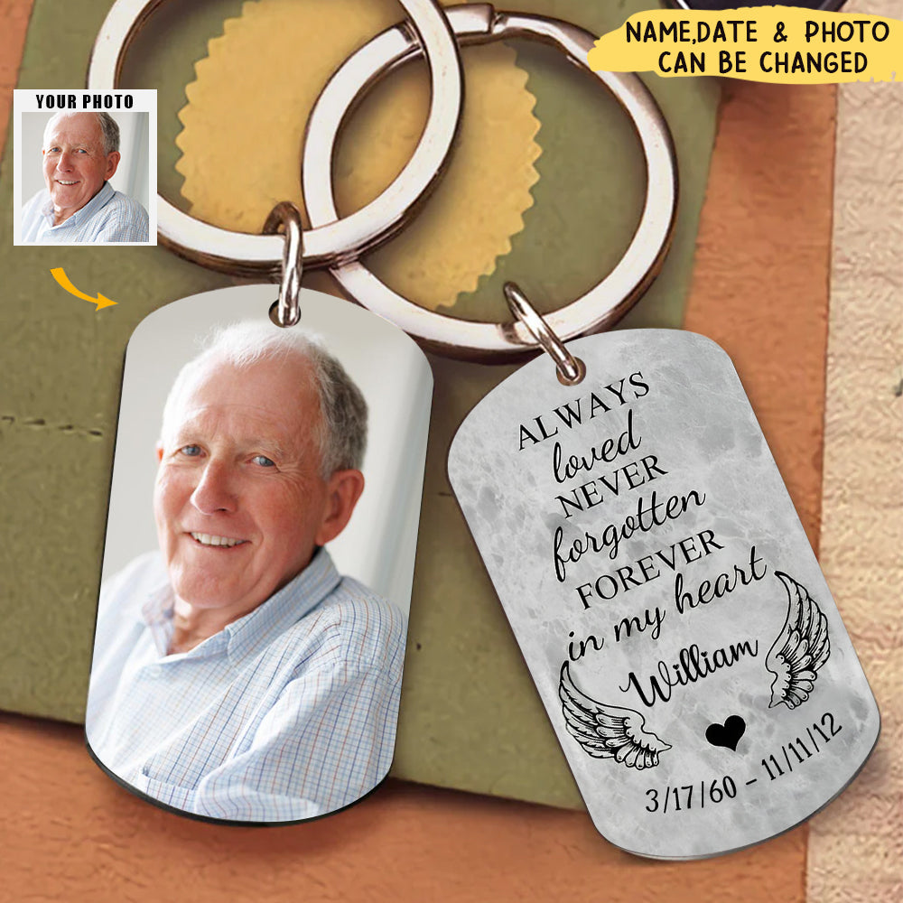 Always Loved Never Forgotten Double Sided Custom Photo Keychain