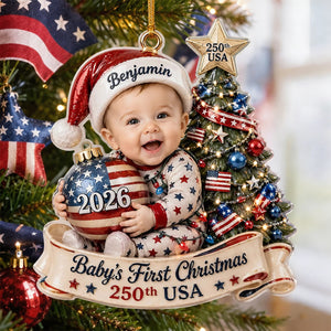 Personalized Baby's First Christmas Photo Ornament, Newborn Gift