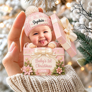 Baby Inside Gift Box-Personalized Baby Photo Ornament For Newborn