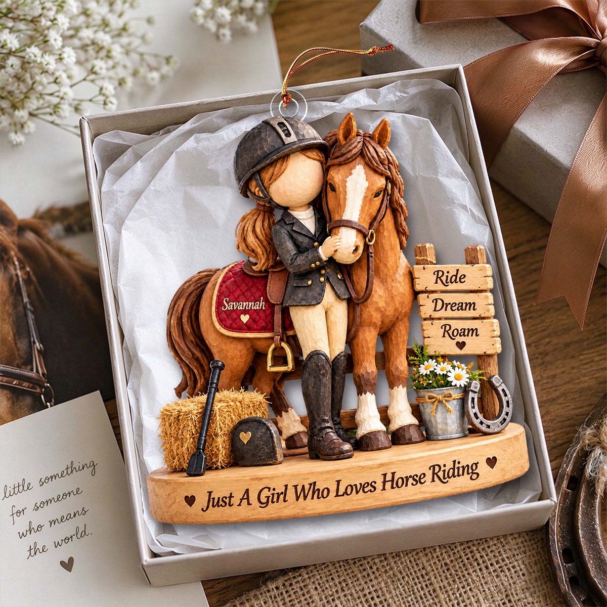 Custom Horse Riding Girl Ornament, Personalized Equestrian Gift, Horse Lover Christmas Keepsake