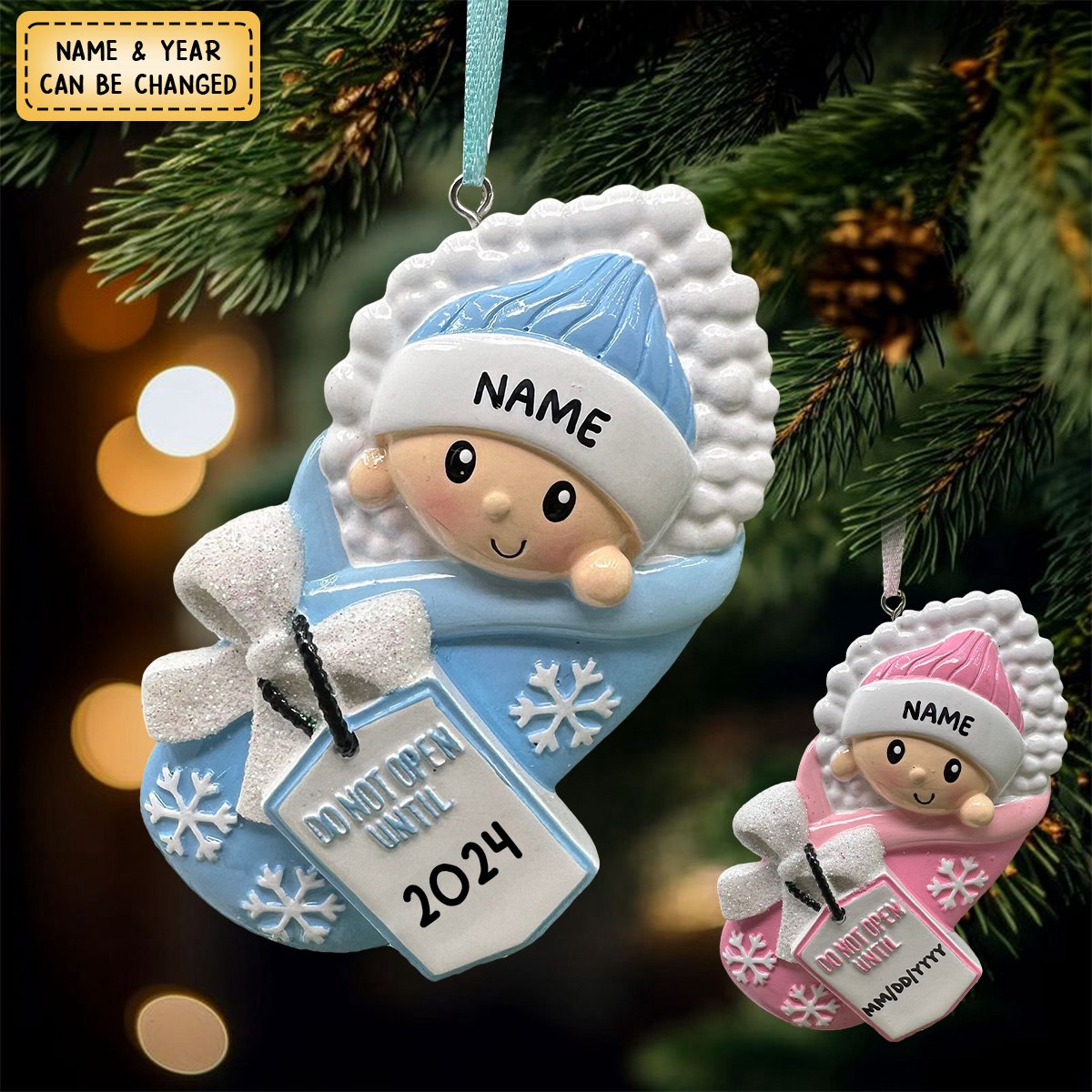 Do Not Open Until Date Baby Announcement Ornament