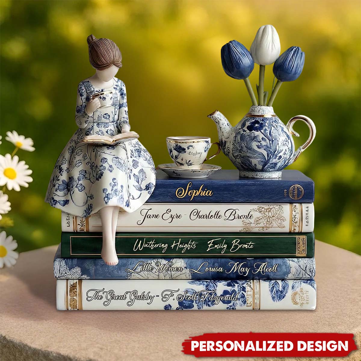 Personalized Custom Name Book Reading Girl Plaque, Gift For Book Lover