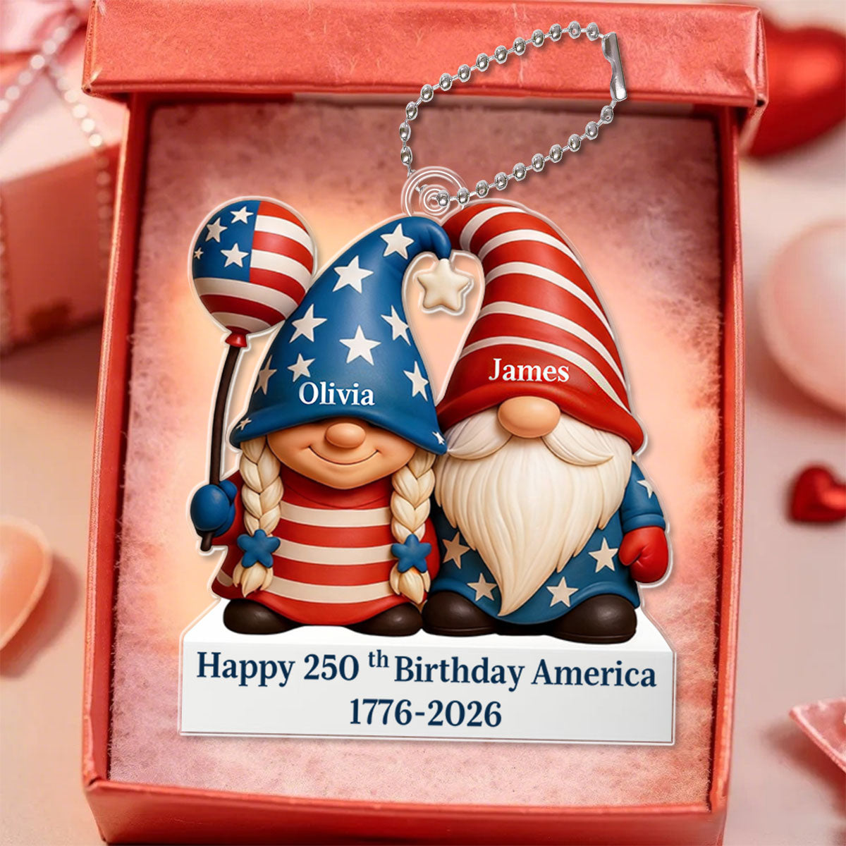 Personalized Couple Happy 250th Anniversary American Acrylic Ornament