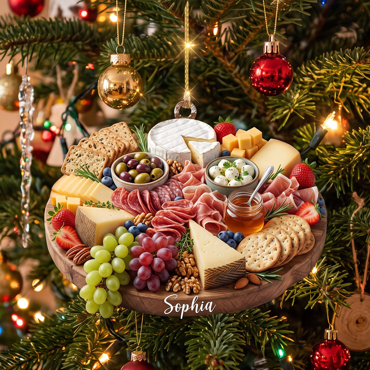 Custom Charcuterie Board Ornament, Cheese Lover