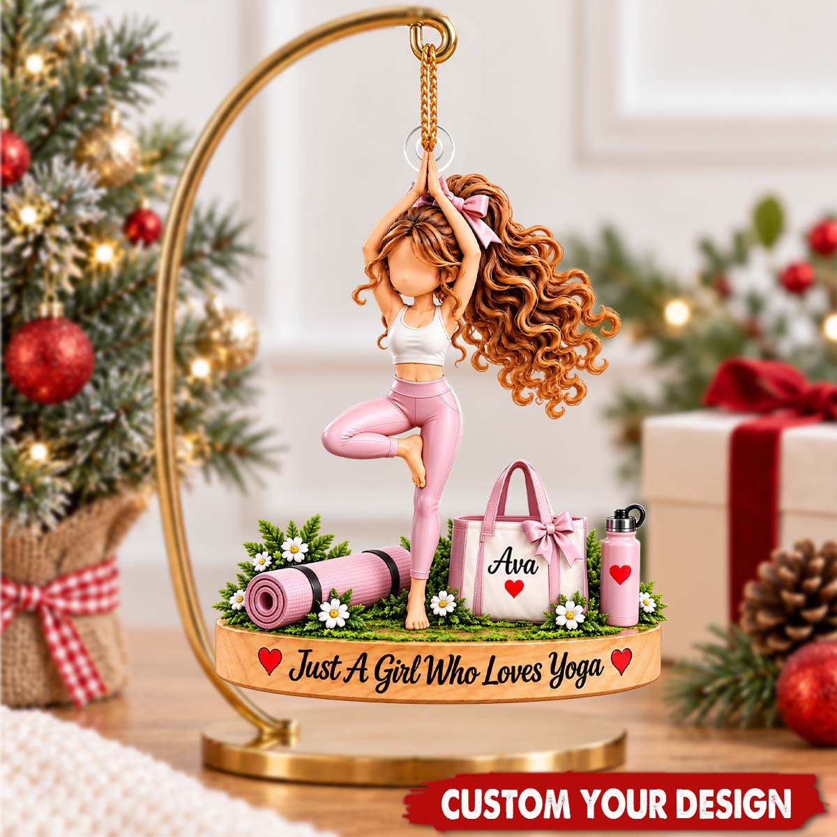 Personalized Yoga Girl Ornament, Yoga Lover Keepsake For Her